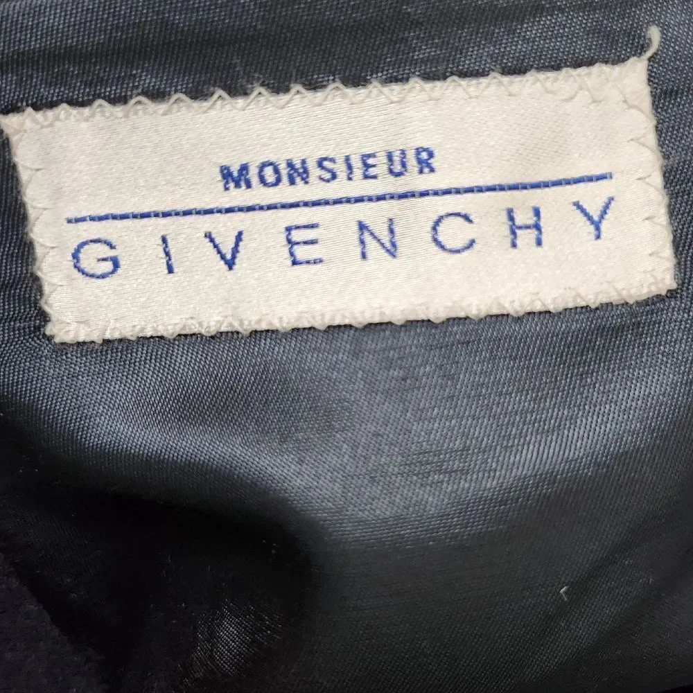 Givenchy Monsieur Vintage Wool Double Breasted Pant Suit Mens Navy Blue
